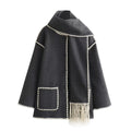 Meryn Jacket & Stole Set - Dark Grey