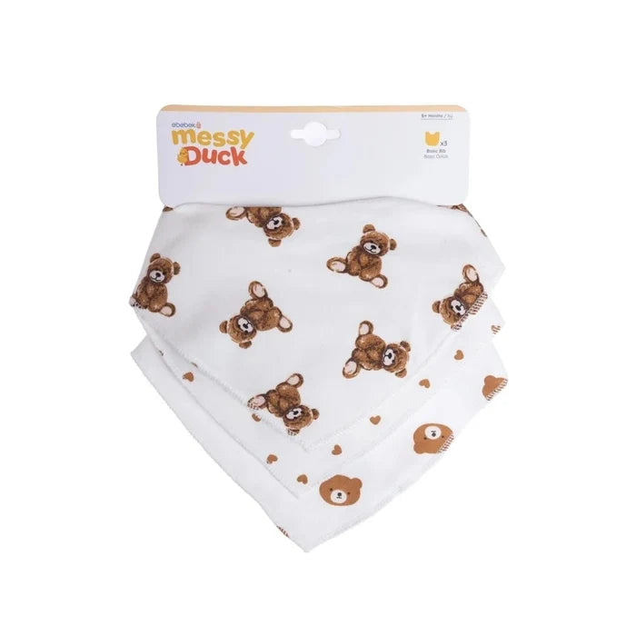 Messy Duck Cotton Bandana Bibs Pack of 3 - Teddy Bear - ebebek