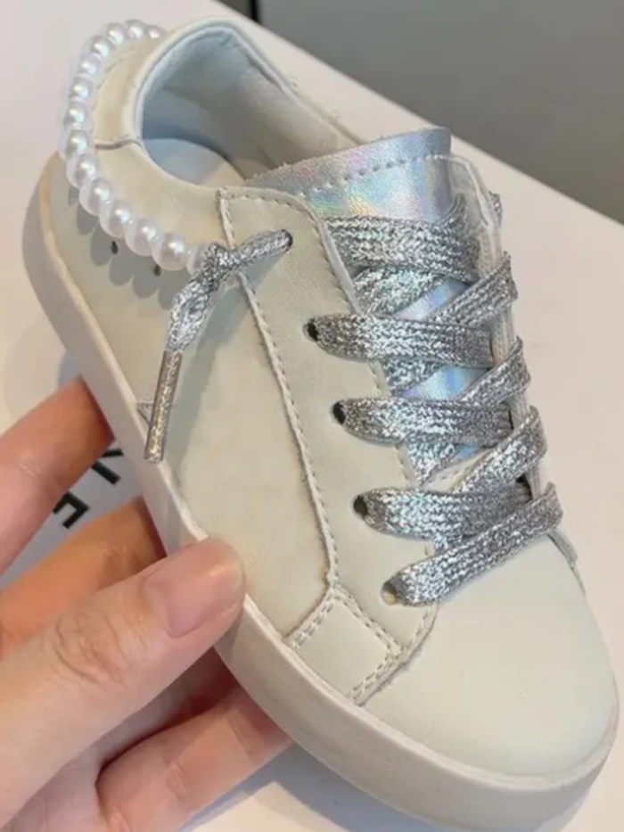 Metallic Pearl Sneakers by Liv and Mia Mia Belle Girls