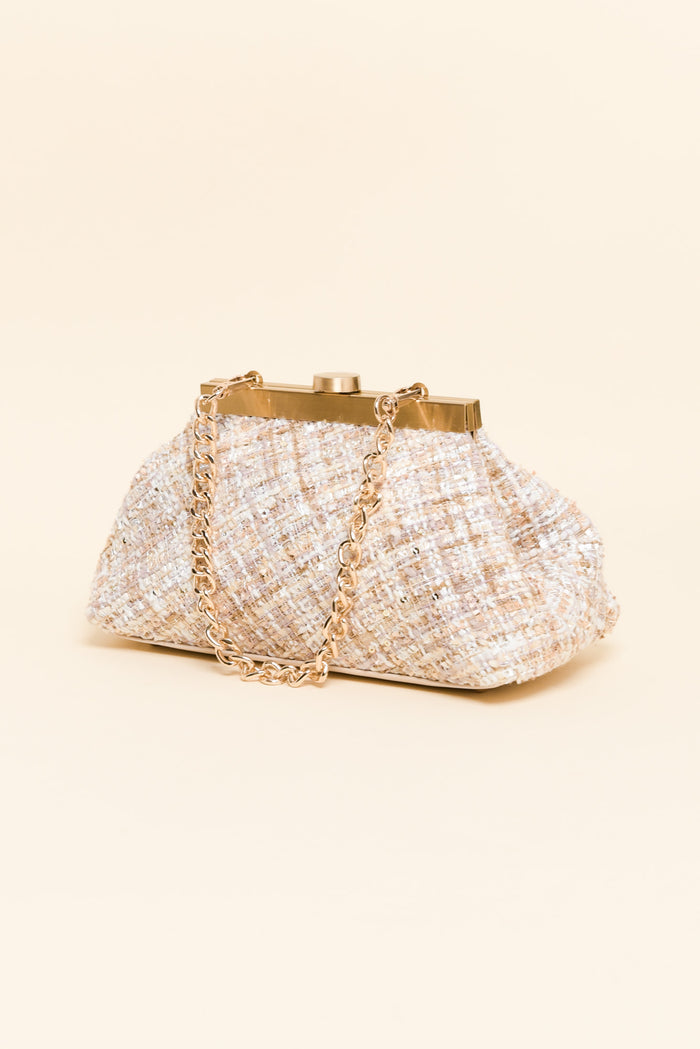Mia Blush Boucle Clutch