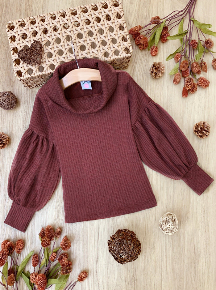 Mommy and Me Matching Sweaters | Fall Puff Sleeved Turtleneck Sweaters