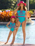 Mommy and Me Colorblock Bow One Piece Swimsuit