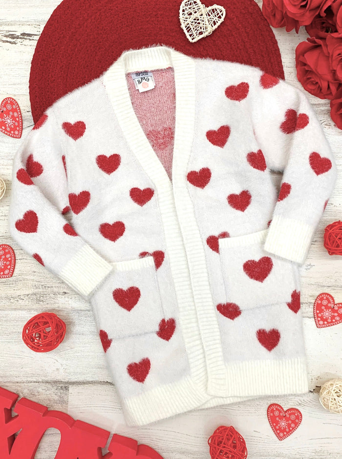 Mommy and Me I Love You Lots Oversized Heart Cardigan Mia Belle Girls