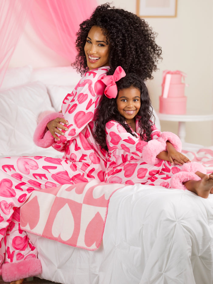 Mommy and Me Love Dream Furry Pajama Set Mia Belle Girls