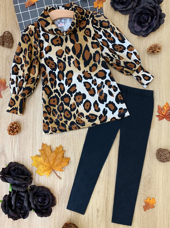 Girls Roaring with Style Long Puff Sleeved Top with Leggings Set