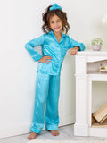 Mommy and Me Turquoise Silky Pajama Set