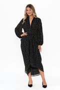 Mona Black Spot Dress,Blonde model,alt text|model:Mollie