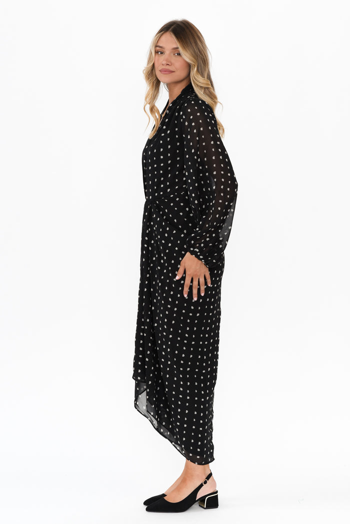 Mona Black Spot Dress,Blonde model,alt text|model:Mollie