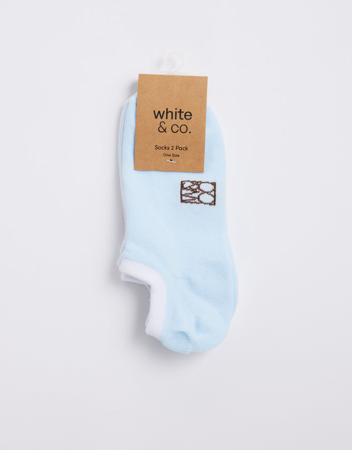 Monogram Socks - Ice Blue/White 2 Pack