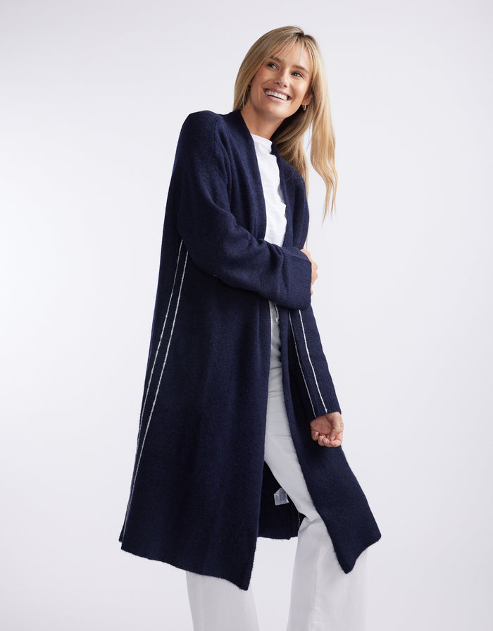 Montreux Wool Alpaca Longline Cardigan - Navy
