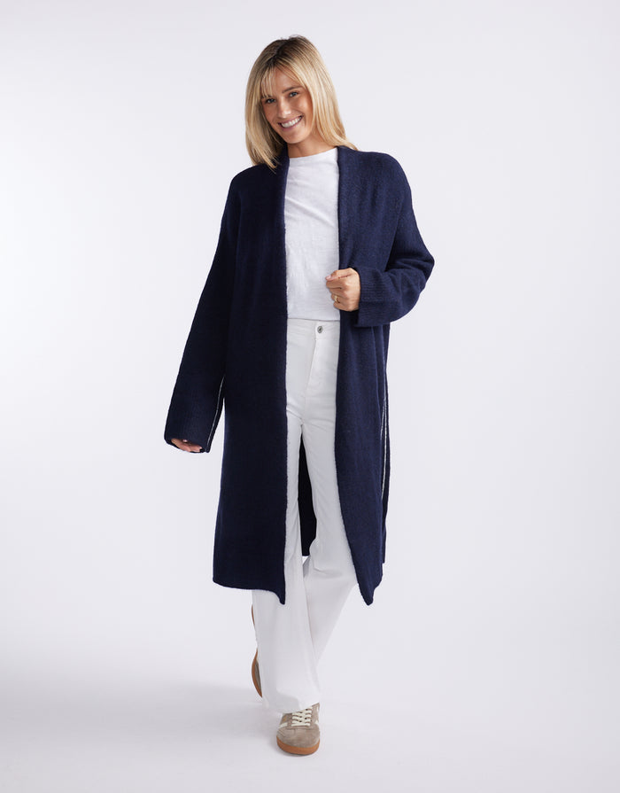 Montreux Wool Alpaca Longline Cardigan - Navy