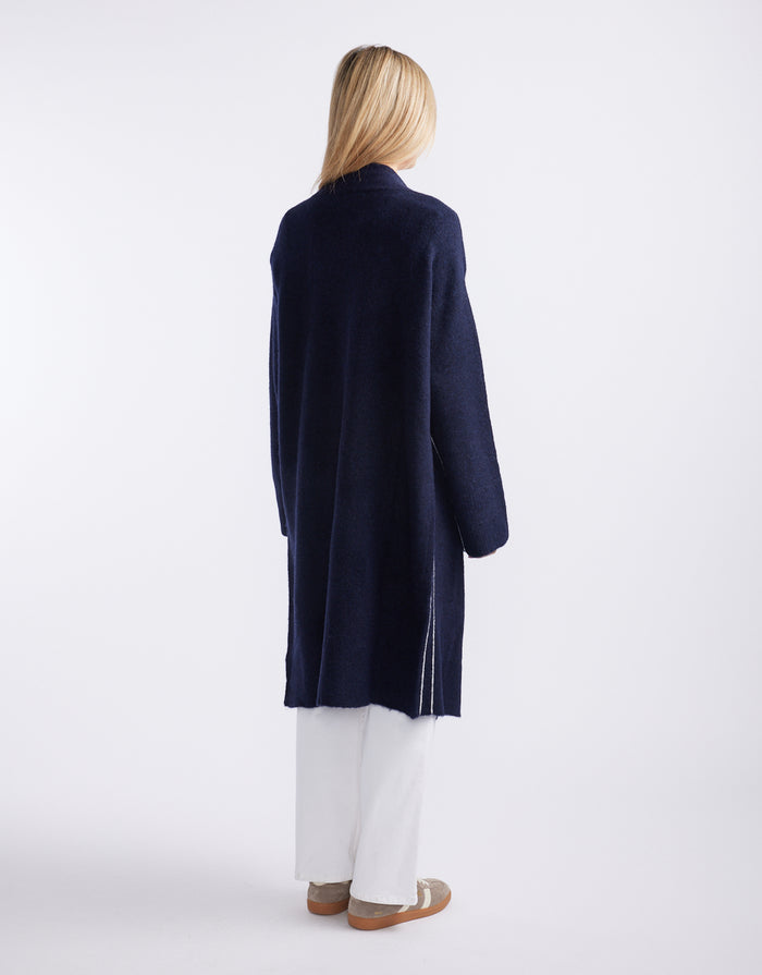 Montreux Wool Alpaca Longline Cardigan - Navy