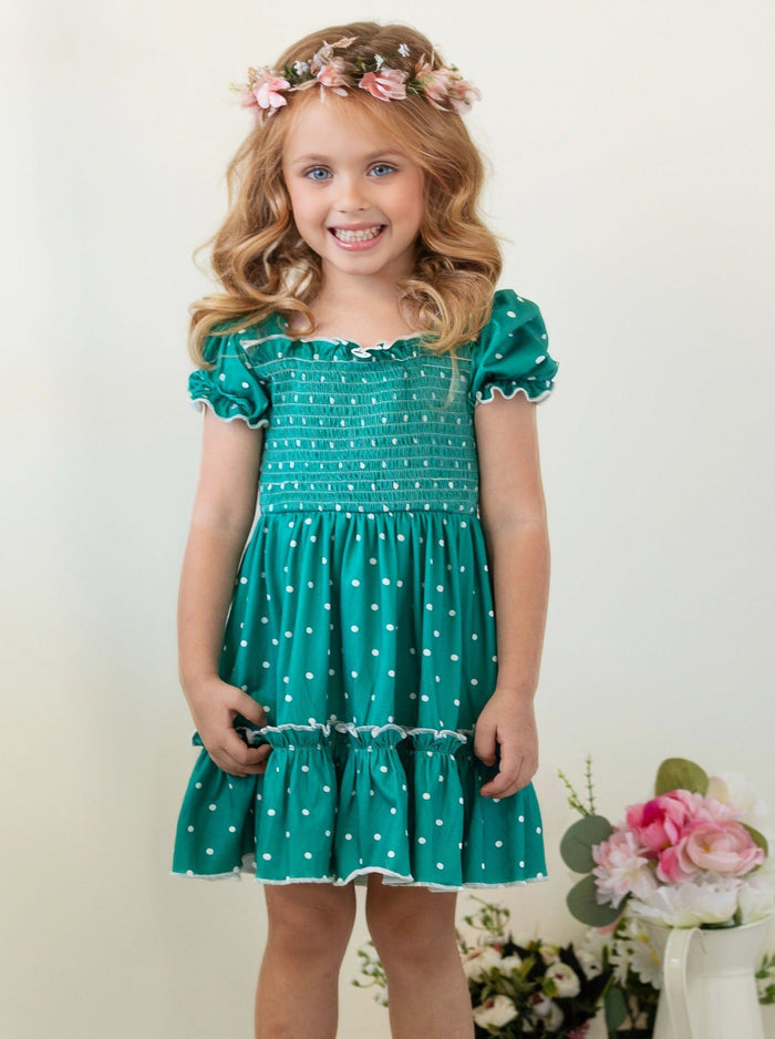 Mia Belle Girls | Polka Dot Smocked Dress | Girls Spring Dresses