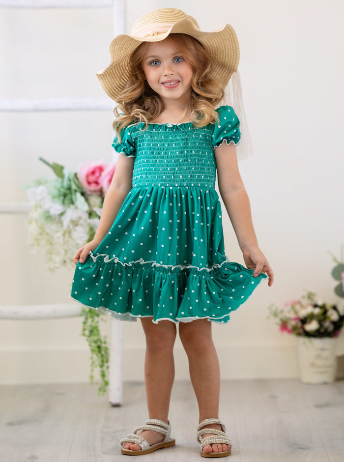Mia Belle Girls | Polka Dot Smocked Dress | Girls Spring Dresses