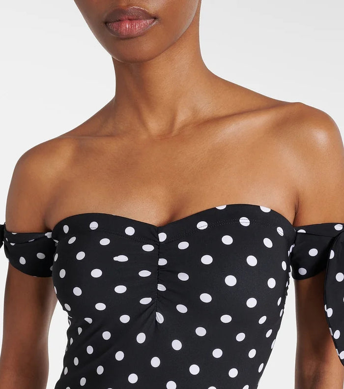 Mustic Off-Shoulder Swimsuit  - Black