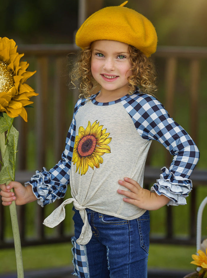 Cute Outfits For Girls | Raglan Top & Patched Jeans Set | Mia Belle Girls