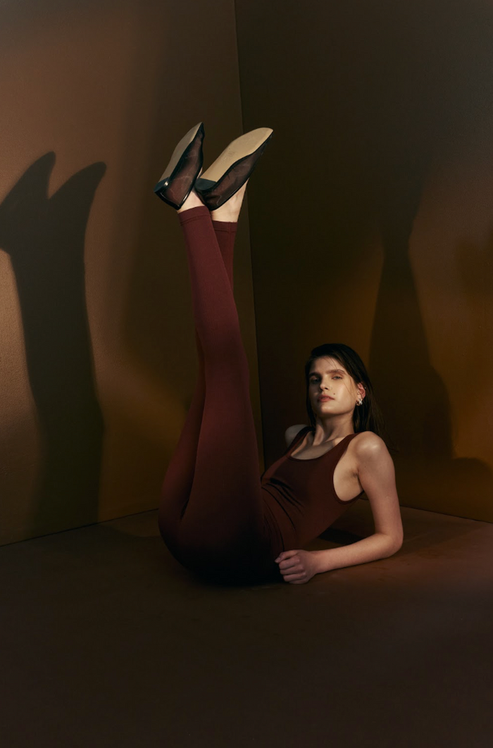 Nagnata Classic Wool Rib Legging - Mulberry