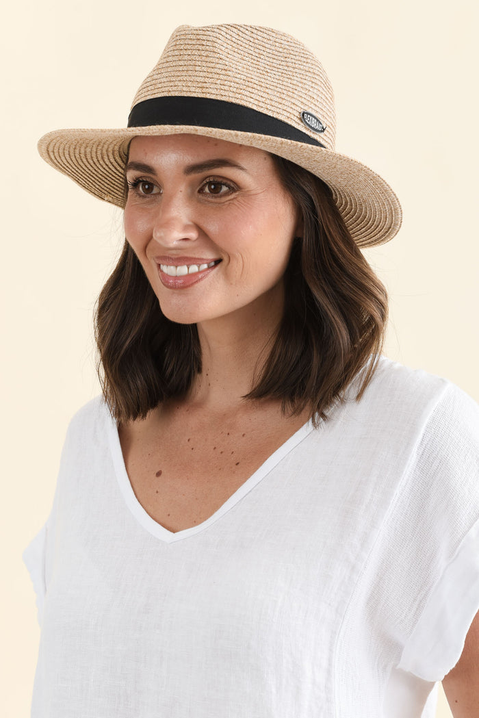 Natural Wide Brim Travel Fedora