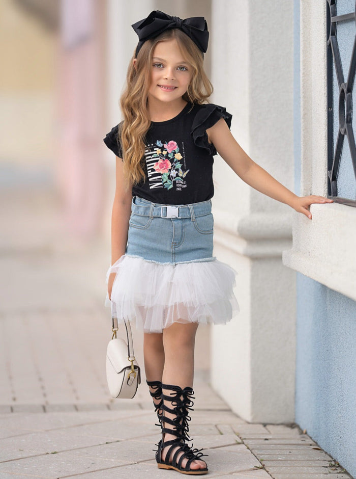 Nature Couture Denim Tulle Skirt Set