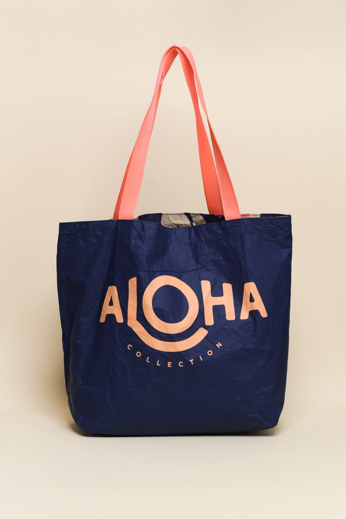 Navy Tropical Reversible Splash Proof Tote