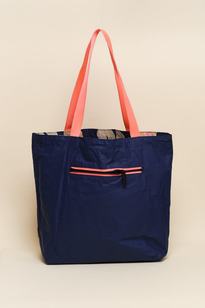 Navy Tropical Reversible Splash Proof Tote