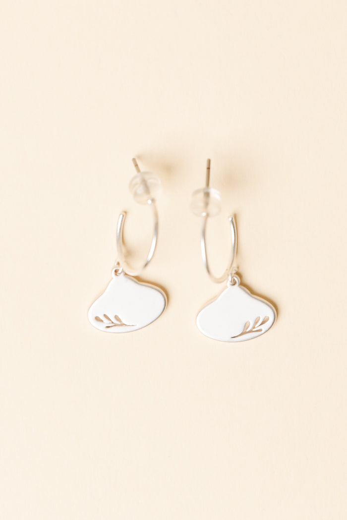 Odilia Silver Leaf Hoop Earrings