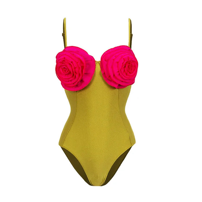 Olive Silk Swimsuit  - Green