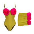 Olive Silk Swimsuit Set - Green
