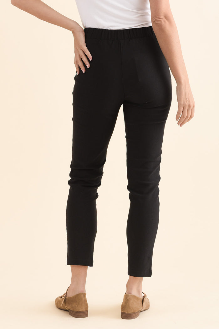 Olympia Black Straight 7/8 Pants,Back,Brunette model,alt text|model:MJ