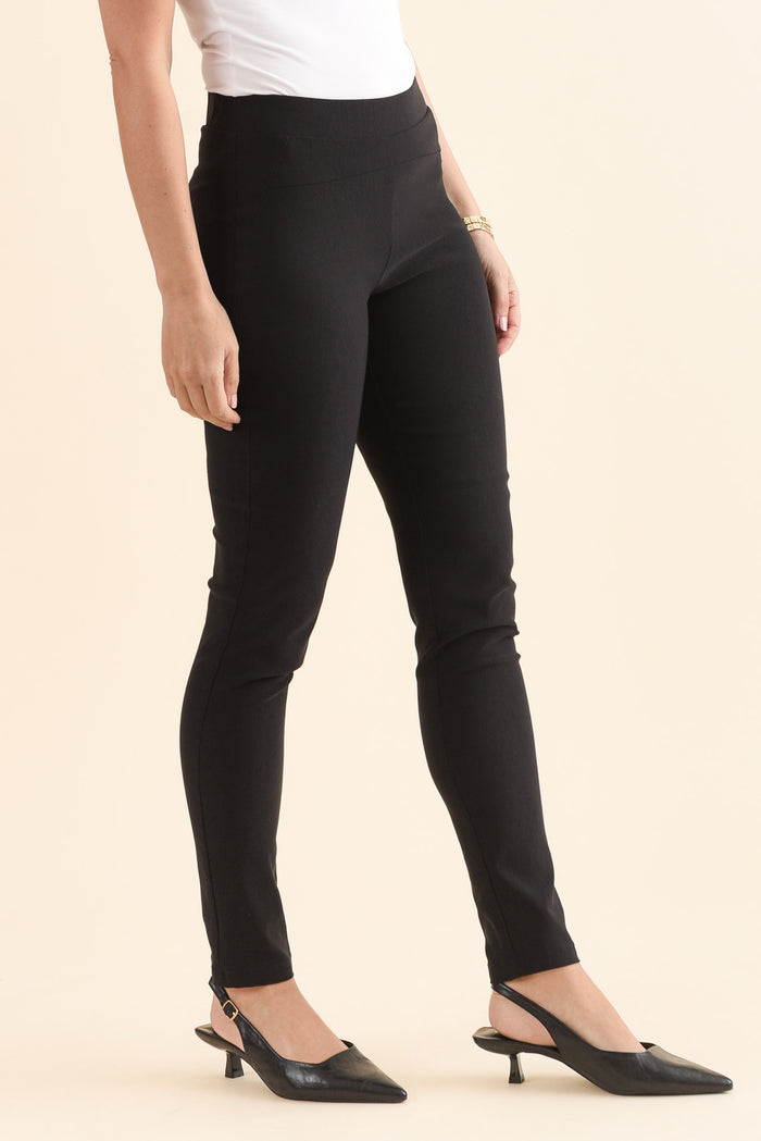 Olympia Black Straight Pants,Side,Brunette model,alt text|model:MJ