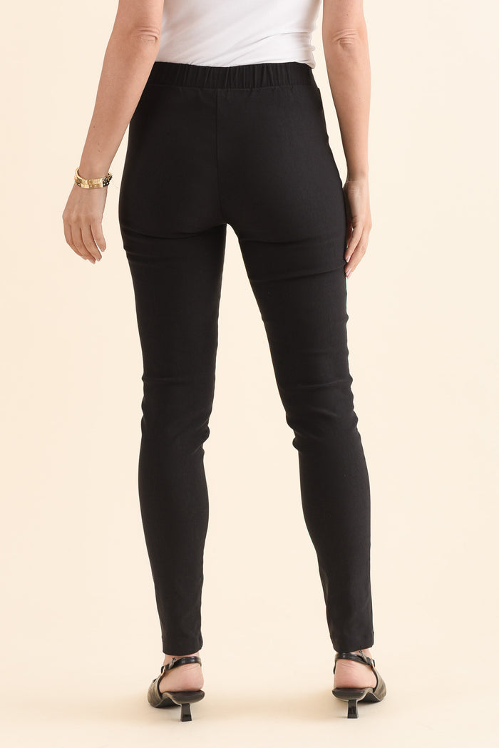 Olympia Black Straight Pants,Back,Brunette model,alt text|model:MJ