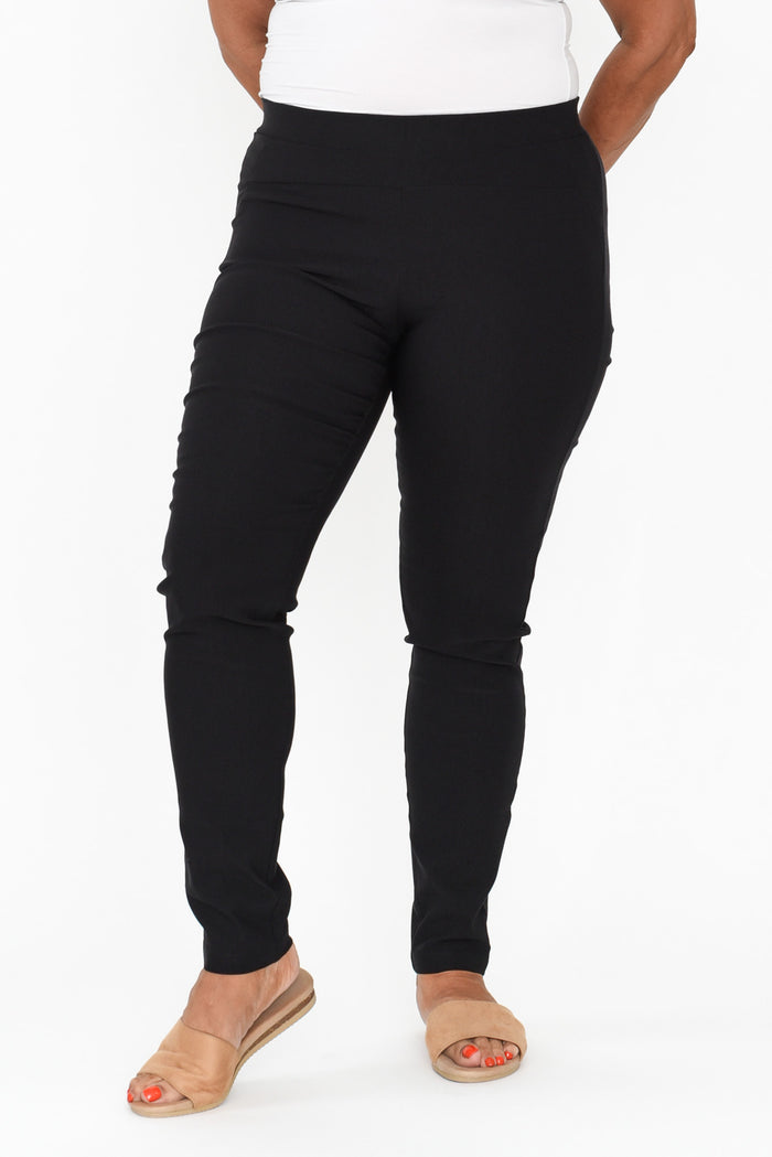 Olympia Black Straight Pants,Brunette model,alt text|model:Pilita