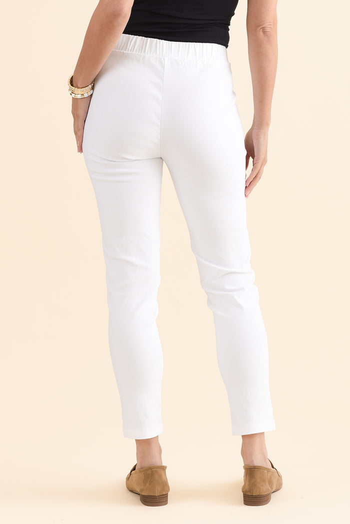 Olympia White Straight 7/8 Pants,Back,Brunette model,alt text|model:MJ