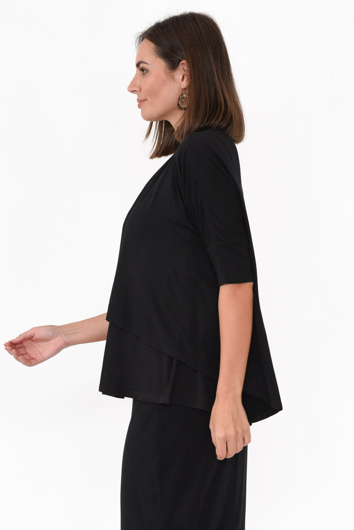 Opal Black Bamboo Cardigan,Brunette model,alt text|model:MJ