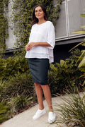 Palin Navy Zip Front Skirt,Lifestyle