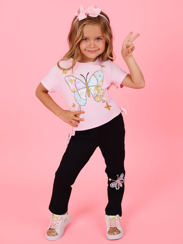 Patchwork Butterfly Premium Cotton Relaxed Fit Graphic Top