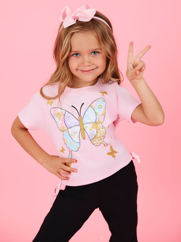 Patchwork Butterfly Premium Cotton Relaxed Fit Graphic Top