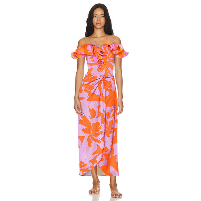 Petal Kiss Swimsuit Skirt - Orange