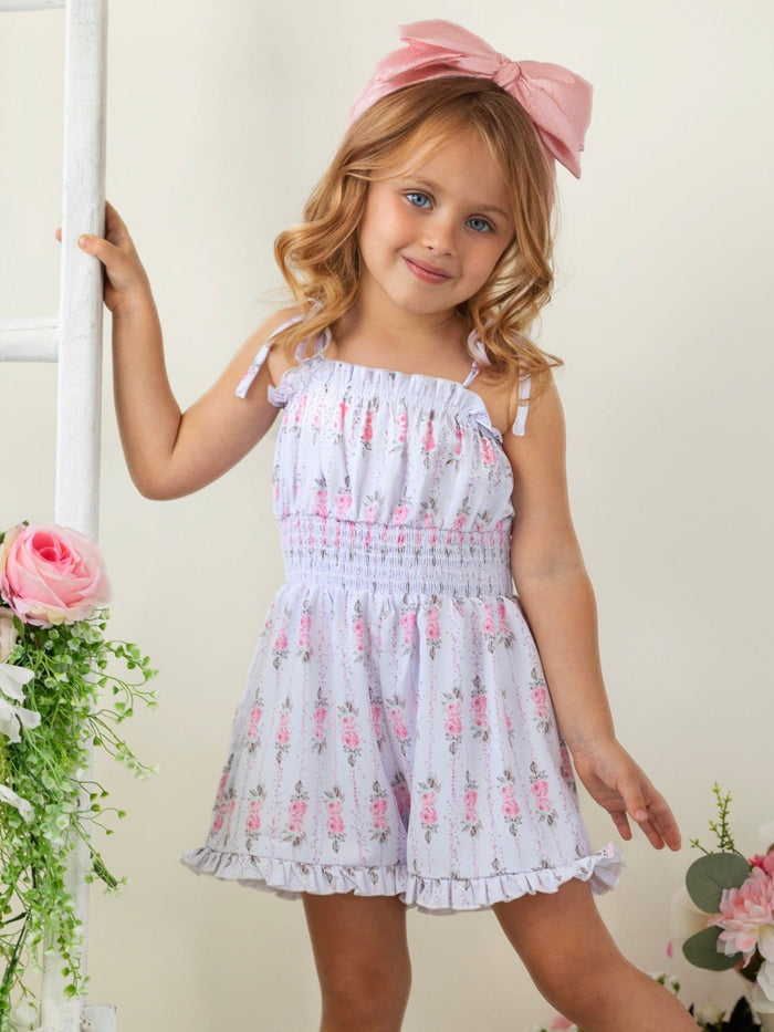 Petals and Picnics Floral Romper Mia Belle Girls
