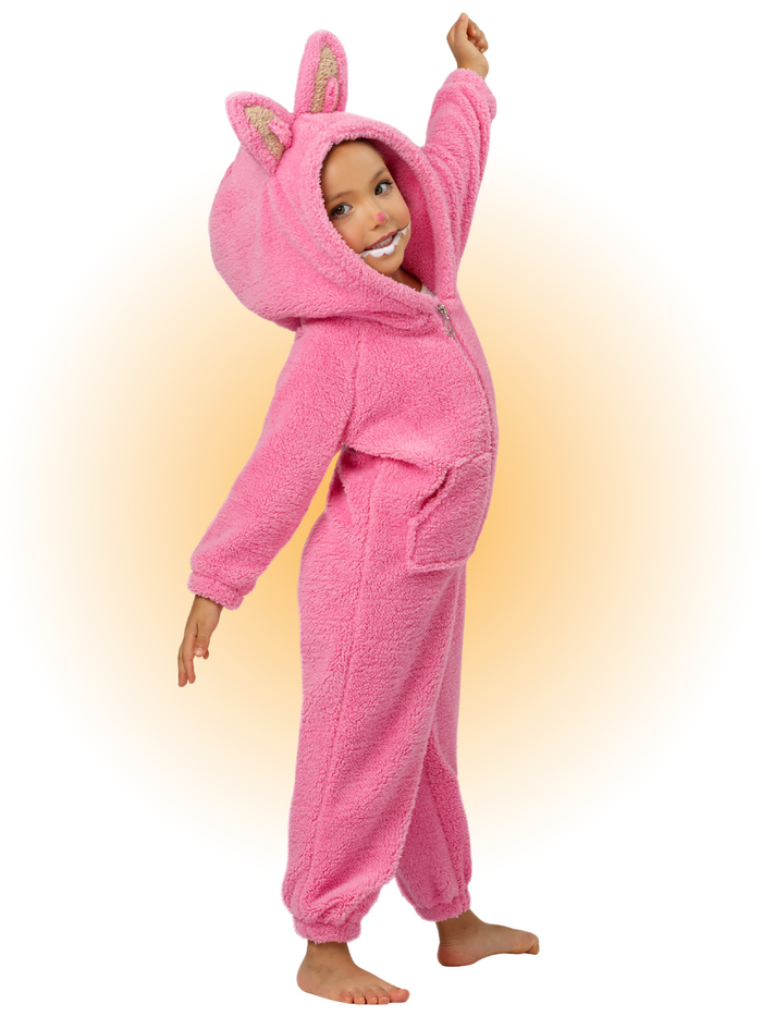 Pink Fluffy Forest Friend Hooded Onesie Costume