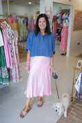 Pink Satin Maxi Skirt