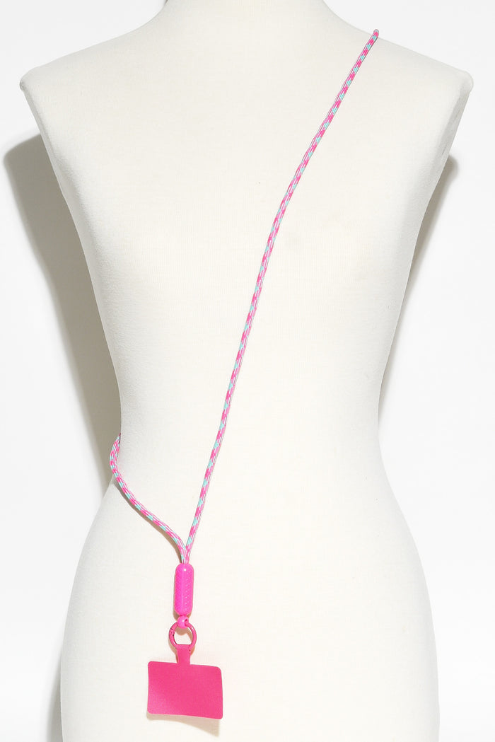 Popy Pink Stripe Phone Lanyard
