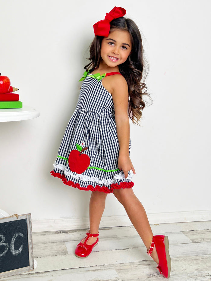 Mia Belle Girls Back To School Dresses | Apple Gingham Dress