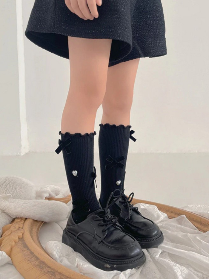 Pretty and Polished Lettuce Edge Ribbon Socks Mia Belle Girls