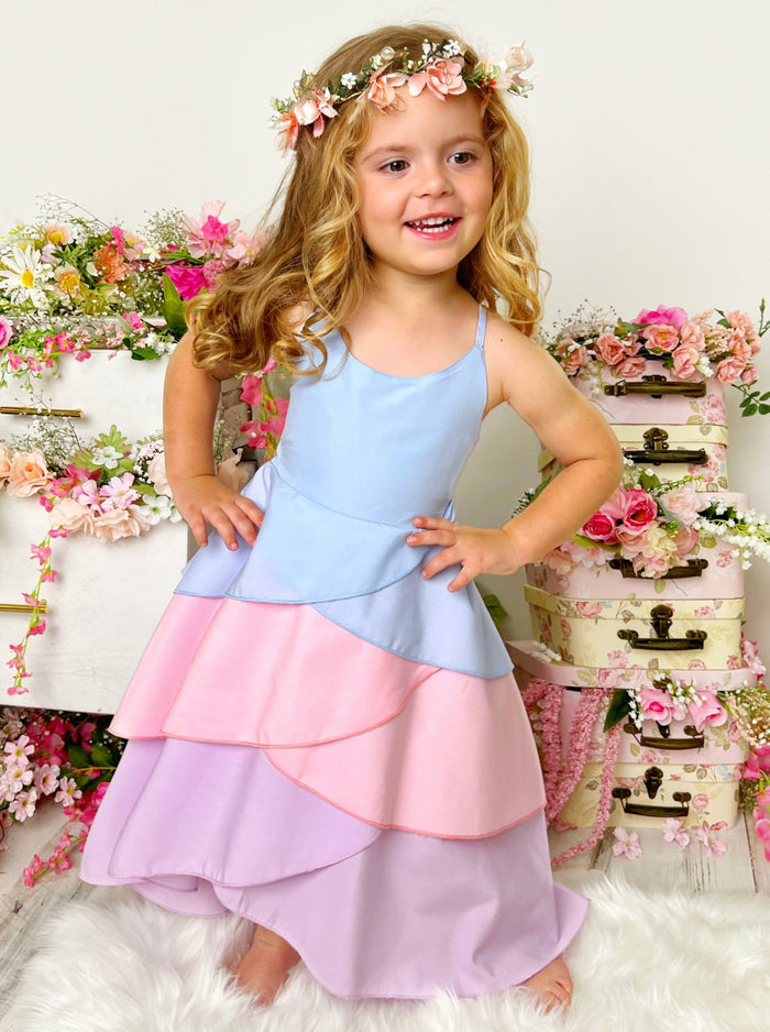 Toddler Spring Outfits | Girls Sleeveless Cotton Candy Tiered Dress