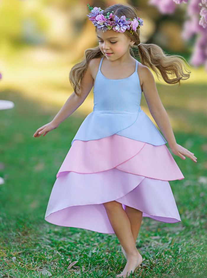 Toddler Spring Outfits | Girls Sleeveless Cotton Candy Tiered Dress