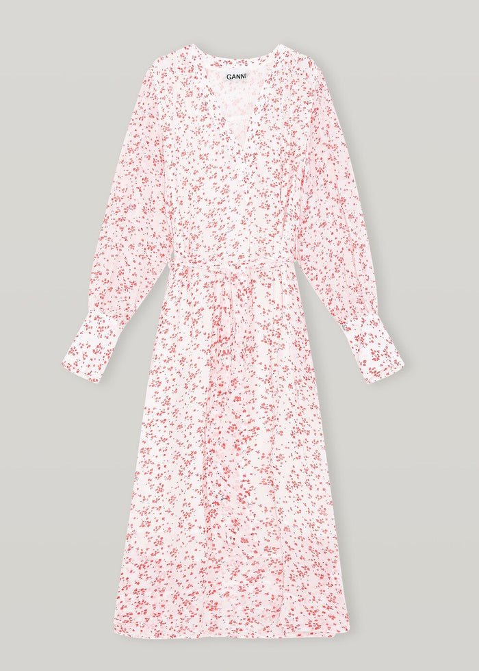 Printed Georgette Dress (Egret/Red Floral)