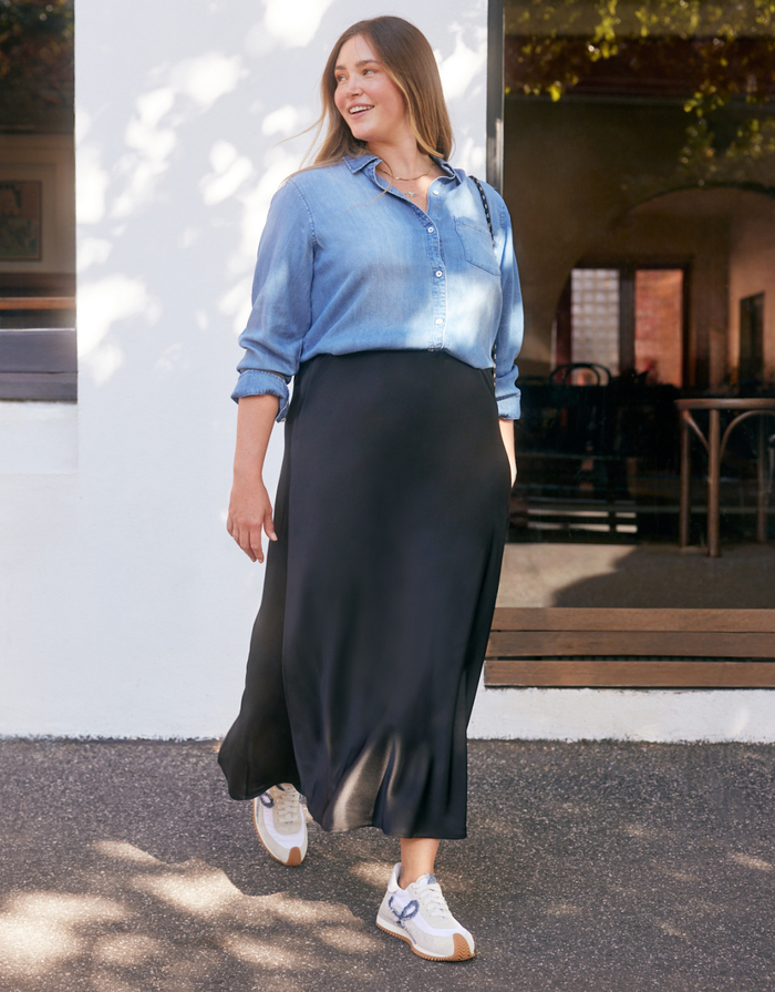 Prodigy Satin Bias Maxi Skirt - Black