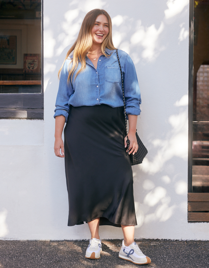 Prodigy Satin Bias Maxi Skirt - Black