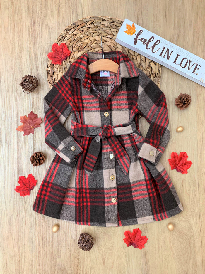 Pumpkin Harvest Brown Flannel Dress